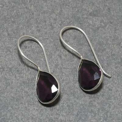 Faceted African Amethyst Pear Shape Gemstone Gift Earrings Jewelry 1.20" SR 5249 - Image 1 of 4