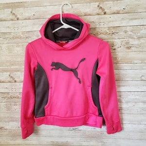 Girl’s Medium Hoodie Puma Ping/Grey EmbroidLogo Athletic Style Kid's - Picture 1 of 5