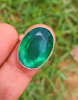 Green Topaz Gemstone Ring 925 Sterling Silver Plated Ring Sz 8.00 DEOFH-R7 - Image 1 of 4