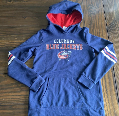 Columbus Blue Jackets Youth Large Long Sleeve  Hooded Sweatshirt Blue Cover
