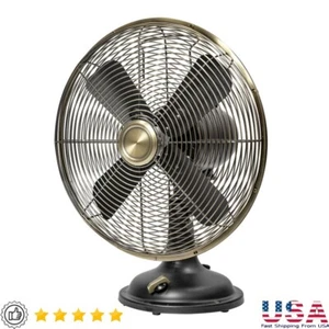 Vintage Oscillating Table Fan 12 Inch 3 Speeds Indoor Use Metal Construction New - Picture 1 of 11