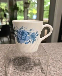 Corning Ware BLUE ROSE Mug White Swirl Cottagecore Floral Replacement Corelle - Picture 1 of 7