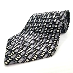 Galleria & Co. Luxury Tie Gray White Geometric Pattern Silk Necktie USA 58" x4" - Picture 1 of 7