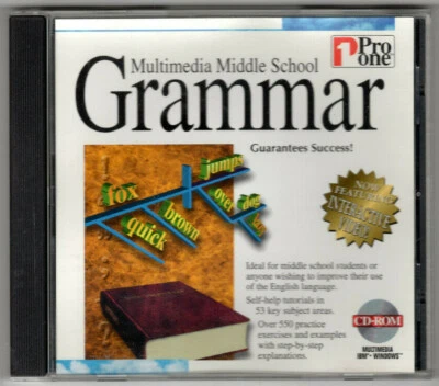 Multimedia Middle School and High School Grammar (PC, 1995, Pro One, 2 Discs) - Image 1 of 4