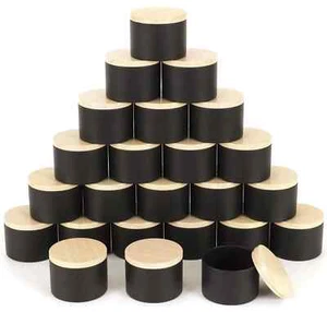 24 Stück 4 Unzen schwarze Kerzendosen mit Holzmaserung Deckel für Kerzenherstellung - Bild 1 von 7