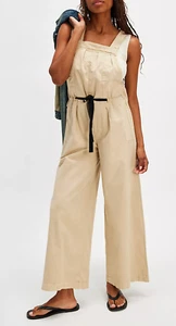 NEW FREE PEOPLE KHAKI IN YOUR DREAMS OVERALLS ONE PIECE SZ M - Picture 1 of 7
