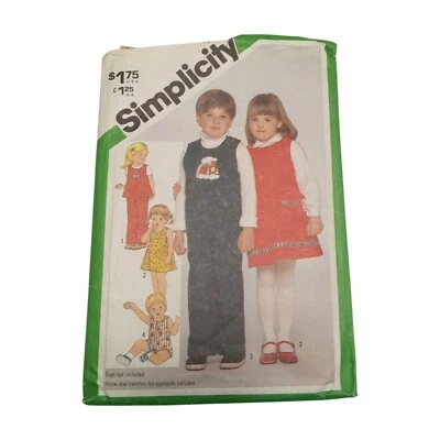 Simplicity 5241 Child's Pullover Sundress Jumper Top INSTRUCTIONS ONLY 1980S - Image 1 of 4