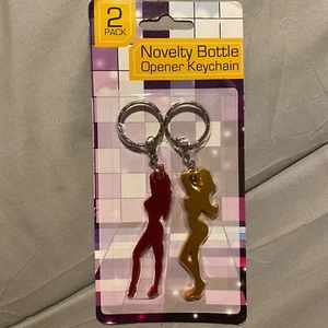 2 pack Novelty Bottle Opener Keychain Adult Sexy Women Silhouette - Picture 1 of 2