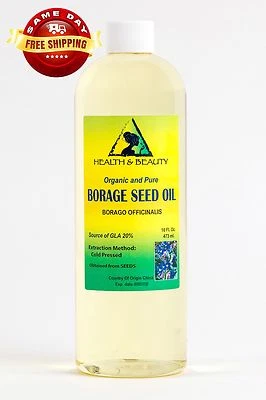 H&B OILS CENTER BORAGE SEED OIL ORGANIC CARRIER GLA-20% COLD PRESSED PREMIUM 100% PURE 64 OZ