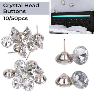 18-30mm Crystal Sofa Headboard Buttons Nail & Sewing Back Upholstery DIY Decor - Picture 1 of 16