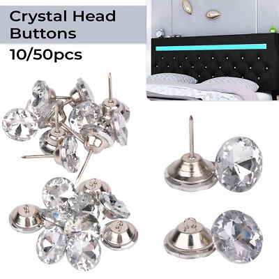 18-30mm Crystal Sofa Headboard Buttons Nail & Sewing Back Upholstery DIY Decor - Image 1 of 4