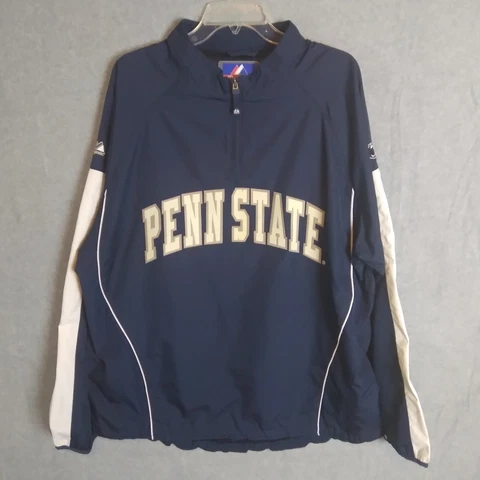 Penn State Jacket Mens Extra Large Blue Majestic 1/4 Zip Pullover Football Cover