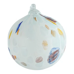 White Murano Glass Bauble Art Xmas Christmas Decoration Ball Multi Millefiori - Picture 1 of 2