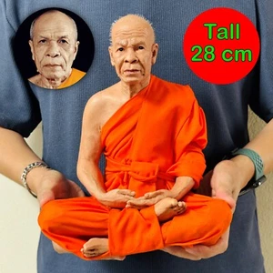 Statua monaco realistica belle arti Lp Sod Watpaknam meditazione 28 cm amuleto tailandese 15334 - Foto 1 di 12