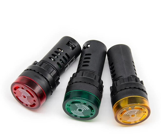 CNCTEC 22mm Leuchtmelder mit Summer Blinklicht mit Piezosummer 12V 24V 230V Warnleuchte