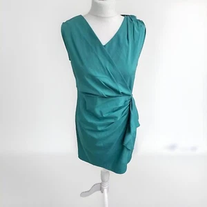 Damen Gr. M Kleid Rüschen Jadegrün Kurz Miniteil Baumwolle Party Cocktail - Bild 1 von 3