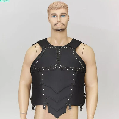 Hombres Medieval Armadura Corporal Caballero Romano Guerrero Disfraz Juegos con disfraces Halloween Ropa de club nocturno Foto 1 de 4