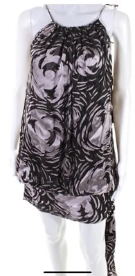 Vestido corto de cóctel BCBG Maxazria ciruela oscura floral sin mangas Foto 1 de 4