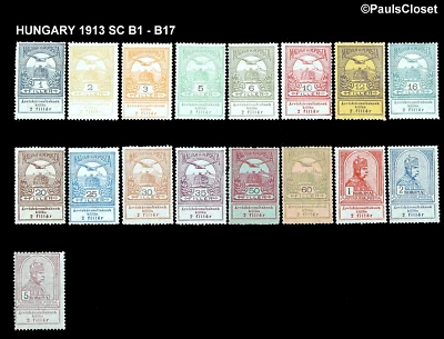 HUNGRÍA 1913 SC B1 - B17* SURC 2f TURUL & CROWN CON FRANZ JOSEPH I P14 WM 137 F/VF Foto 1 de 2