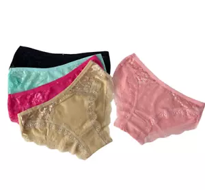 NEW !5 Women Bikini Panties Brief Floral Lace Cotton Underwear Size M L XL F343 - Picture 1 of 6