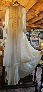 Vintage William Cahill Empire Waist Edwardian Style Long Train Wedding Gown - Picture 1 of 15