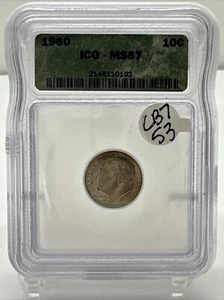 1960 Silver 10C ICG MS67 Roosevelt Dime Early Releases CB7-53 - Picture 1 of 4