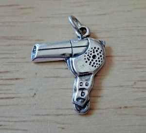 Sterling Silver 20x16mm Hair Blow Dryer Hairdresser Charm - Picture 1 of 3