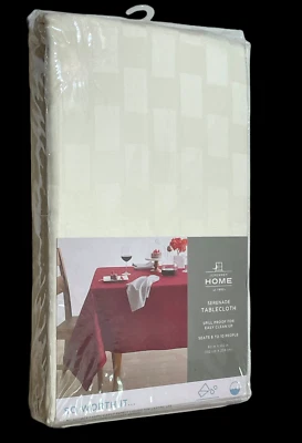 JC Penney Home Serenade Tablecloth 60" x 102" Cream Spill Resistant Solid Checks - Image 1 of 4