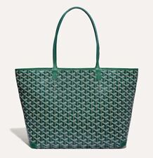 GOYARD Artois MM Tote Bag Green Purse Shoulder Shopping Unisex Auth New proof