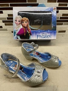 DISNEY Frozen ELSA COSTUME DRESS UP SHOES Girls 7 Medium NIB Silver Heel - Picture 1 of 10