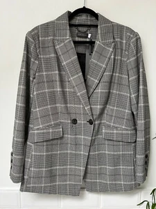 MINT VELVET Grey Fitted Check Blazer Jacket UK16 £159 - Picture 1 of 16