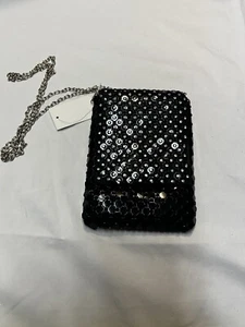 Black beaded crossover bag for dressy occasions - Picture 1 of 7
