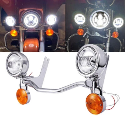 For Harley Road King Classic 4.5" LED Passing Turn Signal Lights Bracket Bar Kit - Image 1 of 4