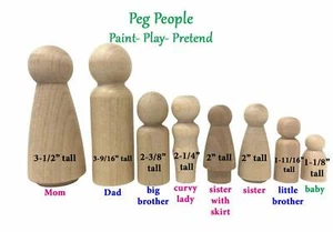 1- Wooden People Wooden Family Wood Cake Toppers Nativity Scene Wooden Bride Peg - Picture 1 of 21