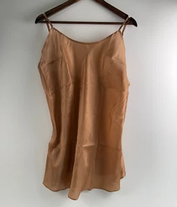 Victoria's Secret Satin Sleeveless Pleated Unlined Babydoll  Light Brown XL  NWT - Picture 1 of 9