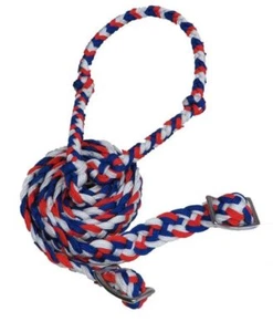 Showman 7 foot Barrel Reins Nylon Red/White/Blue 27109-2-RDWHBL - Picture 1 of 1