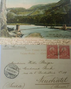J) 1903 PERU, FRANQUEO, BRIDGE OF THE PERUVIAN CHANCHAYO, POSTAL STATIONARY, MUL - Picture 1 of 1