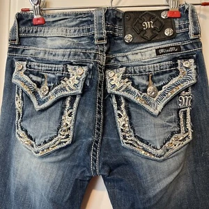 MISS ME BLING RHINESTONES STUDDED JEANS SIZE 26 SIGNATURE RISE BOOT - Bild 1 von 12
