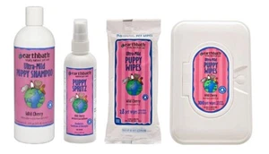 Puppy Grooming Wipes Spray Ultra Mild Natural Gentle Shampoo Wild Cherry Scented - Picture 1 of 11