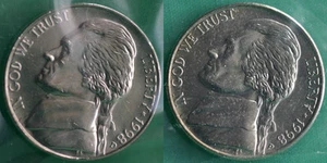 1998 P y D Jefferson Nickels 2 monedas UNC violonchelos conjunto de monedas de cinco centavos como nuevas de Estados Unidos - Imagen 1 de 4