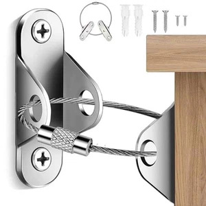1-20Pcs Furniture Straps Anchors Anti Tip Kit Steel Wall Anchor Protector - Picture 1 of 21