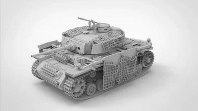 3D Printed 1/72/87/144 WWII German Panzer III Type M+ Mesh Unpainted Model Kit - Image 1 of 4