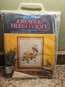 Avon Scarlett Tanagers Picture Creative Needlecraft Crewel Embroidery Kit VTG - Picture 1 of 4