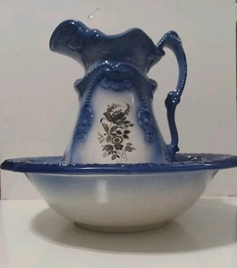 Antique Heatherstone Water Pitcher And Basin - Picture 1 of 5
