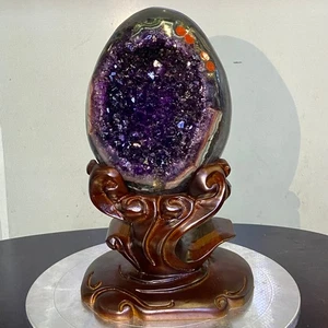 Huevo de dinosaurio amatista natural de 5,1 lb muestra de cristal de cuarzo curación - Imagen 1 de 15