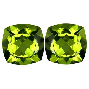 4,18 ct (2 Stück) PASSENDES PAAR Kissen (7,98 x 8,09 mm) Natur Grün Peridot - Bild 1 von 1