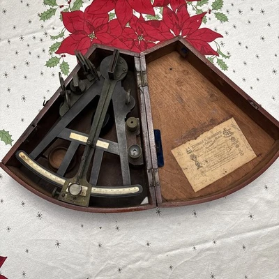 Sextante Navegación Náutica con Caja de Madera Thomas C Sargent Foto 1 de 4