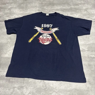 Camisa de Colección Minnesota Twins Para Hombre XL Azul Campeón 1987 Poliéster/Algodón Adulto Foto 1 de 4