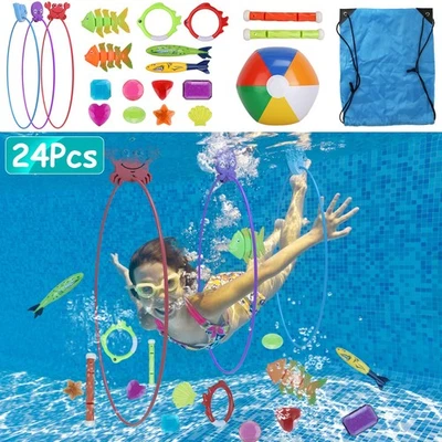 Set Of 24Pcs Diving Toys Swimming Pool Toys Swim Toys For Kids Above Aged 3 Year - Image 1 of 4
