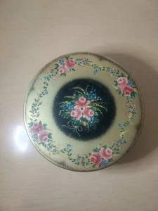 Vintage Gold And Black Floral Tin - 10"x3.5" - Picture 1 of 15